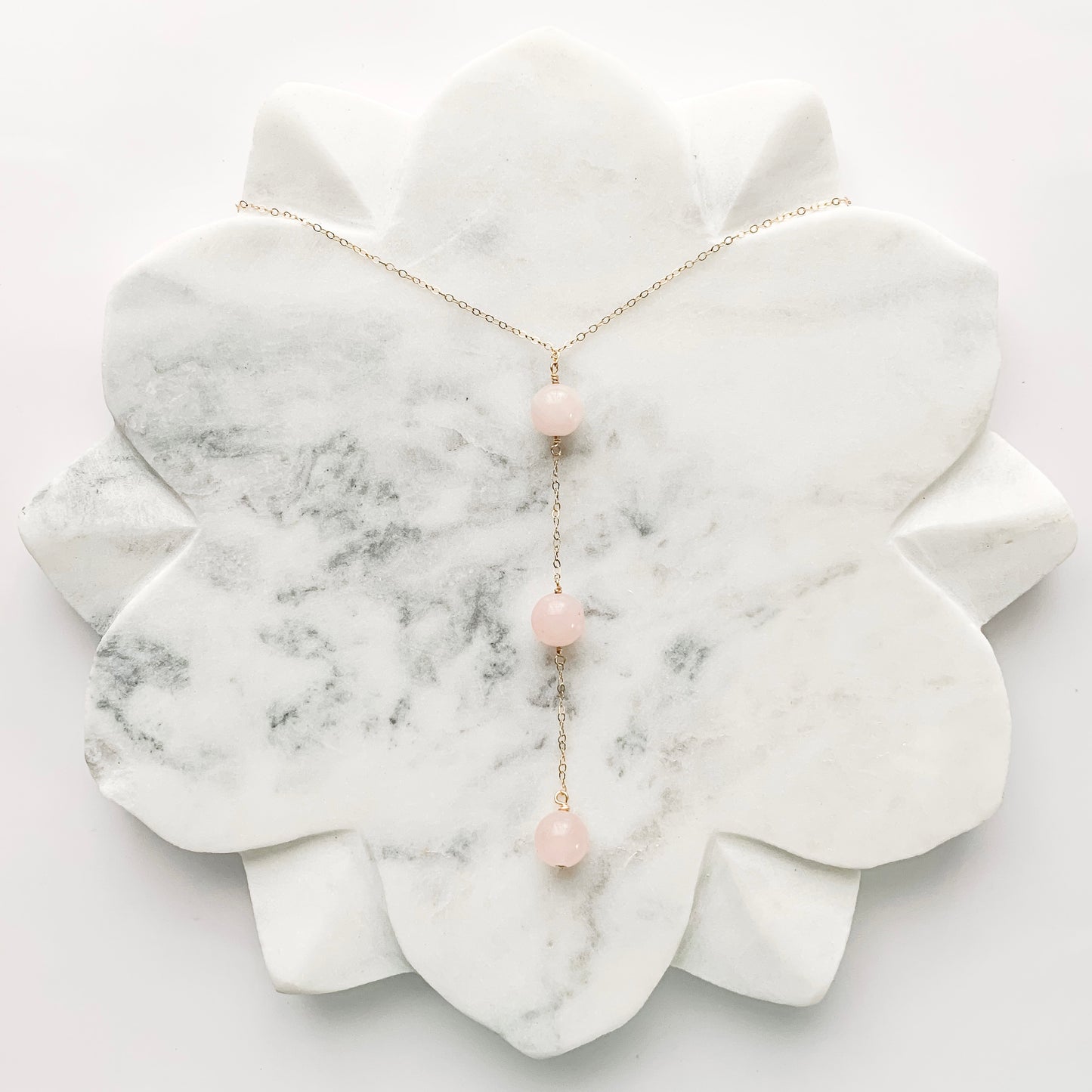 Rose Quartz Lariat Necklace