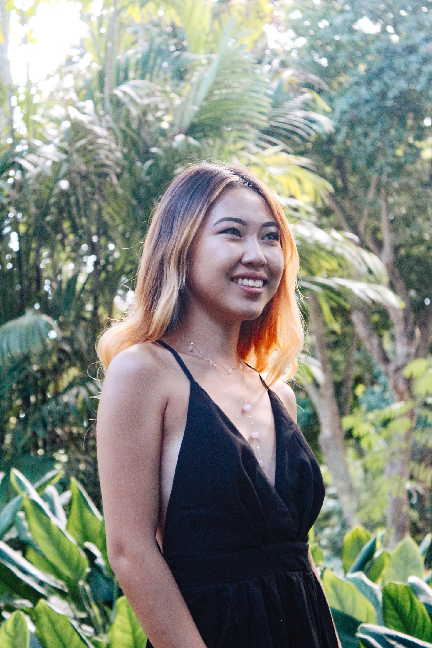 Rose Quartz Lariat Necklace