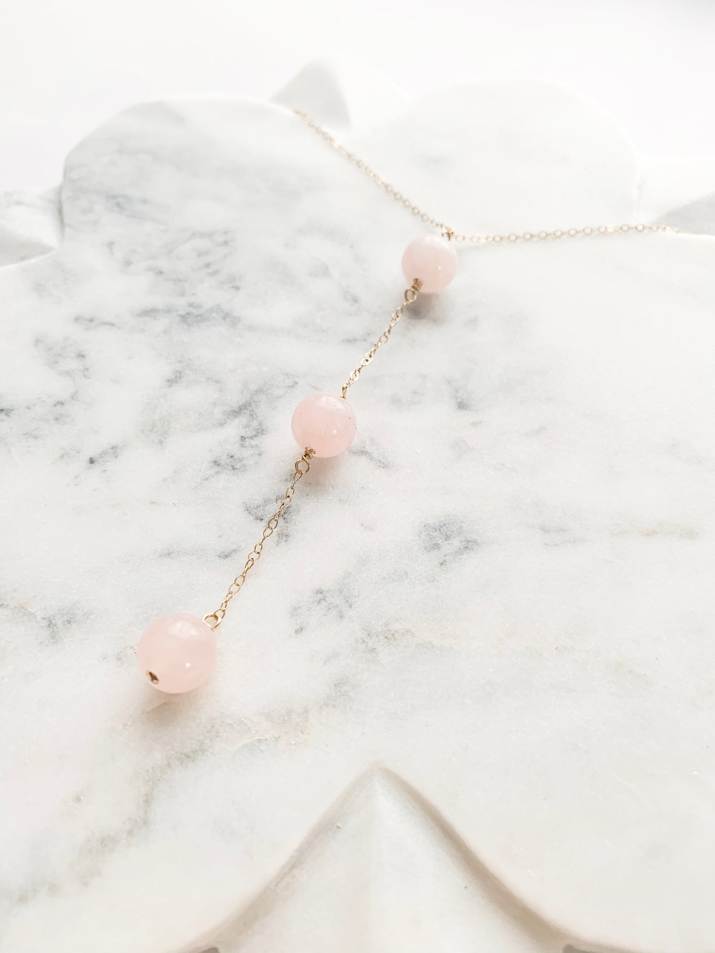 Rose Quartz Lariat Necklace