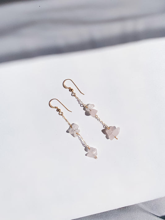 Stacked Rose Quartz Earrings