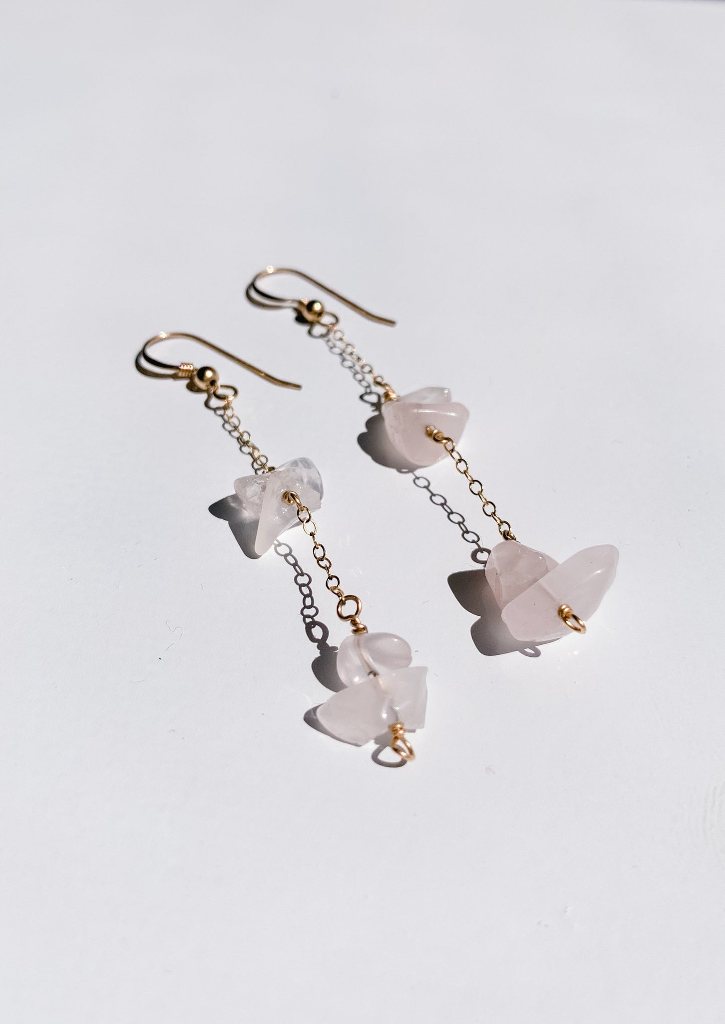 Stacked Rose Quartz Earrings