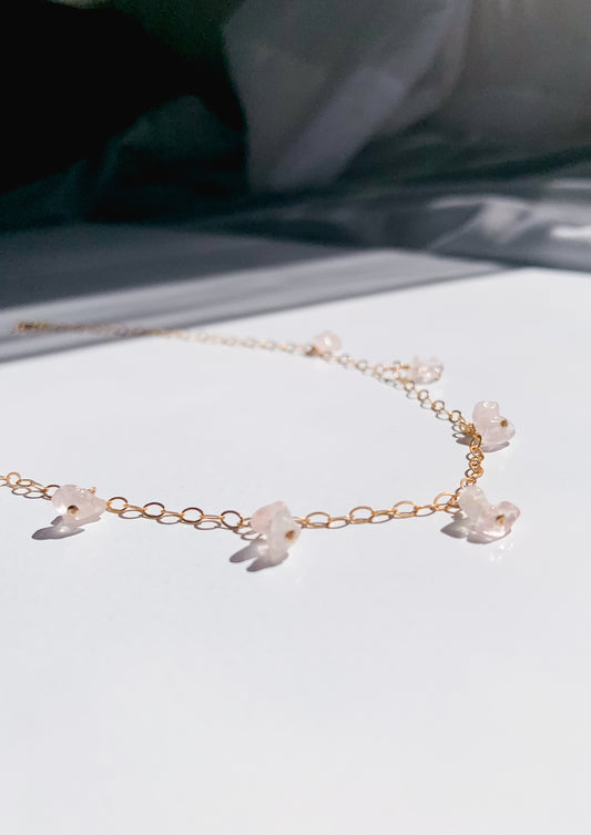 Rose Quartz Droplet Necklace