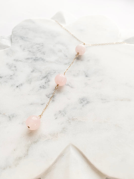 Rose Quartz Lariat Necklace