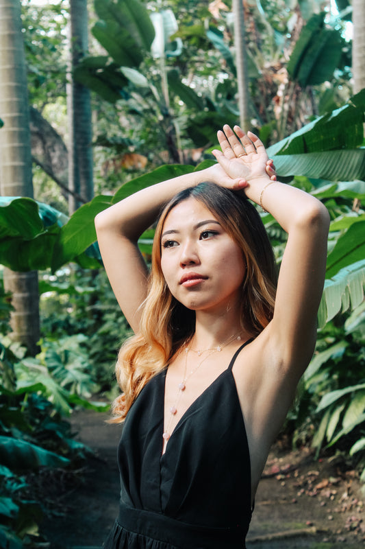 Rose Quartz Lariat Necklace