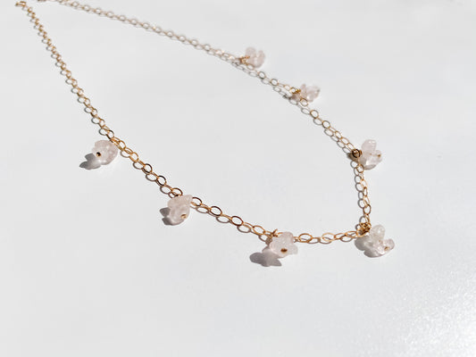 Rose Quartz Droplet Necklace